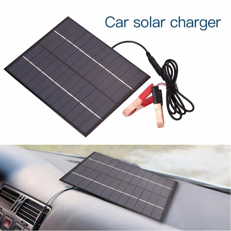 

12V 5.5W Solar Panel Portable Power Bank Board External Battery Charging Solar Cell Board DIY Clips Outdoor Travelling