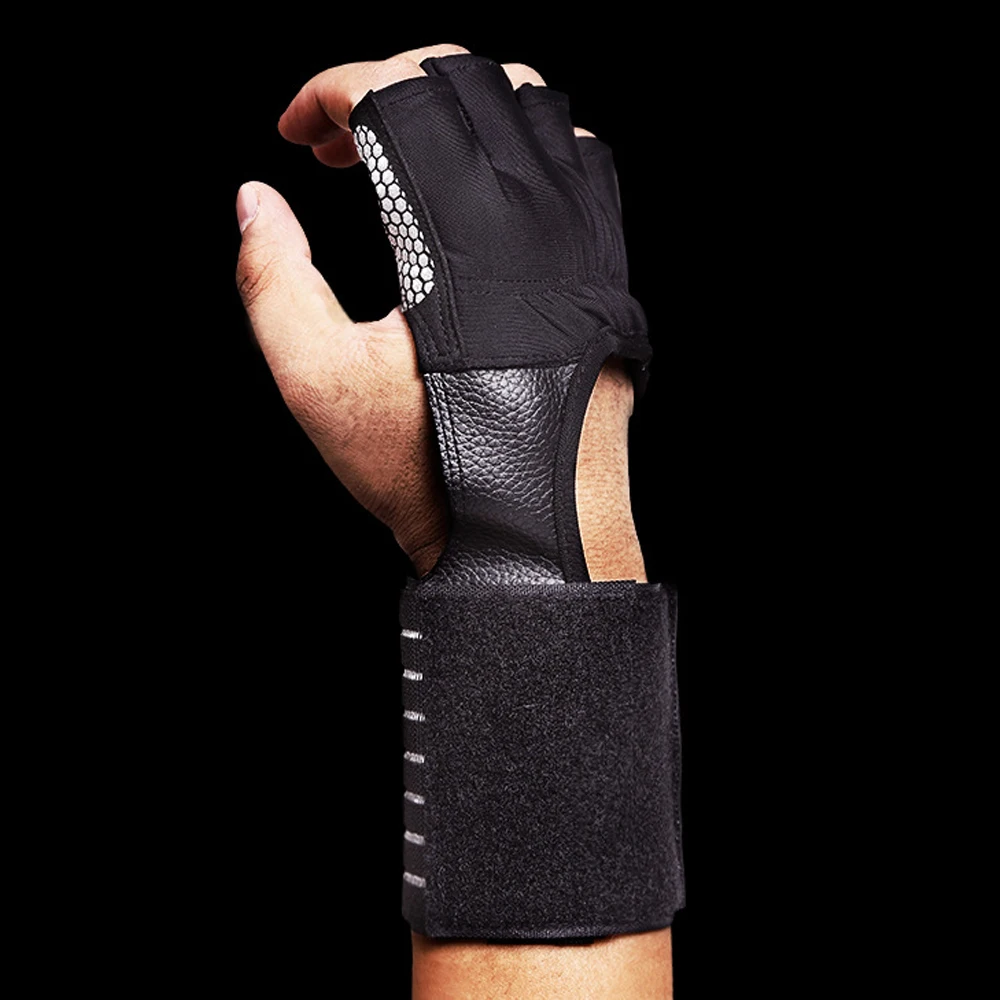 نصف اصبع قفازات رفع الاثقال عدم الانزلاق اللياقة البدنية التدريب قفازات الرجال نجوم النادي الأهلي المعصم دعم دومبل] كمال الاجسام قفازات