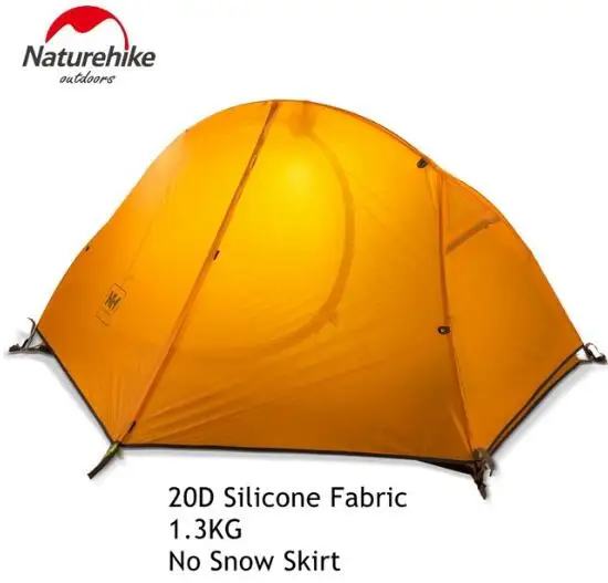 Naturehike 4 сезон Сверхлегкий 1 Человек двухслойный алюминиевый стержень туристическая палатка 20D силиконовая ткань с туристическим ковриком - Цвет: Оранжевый