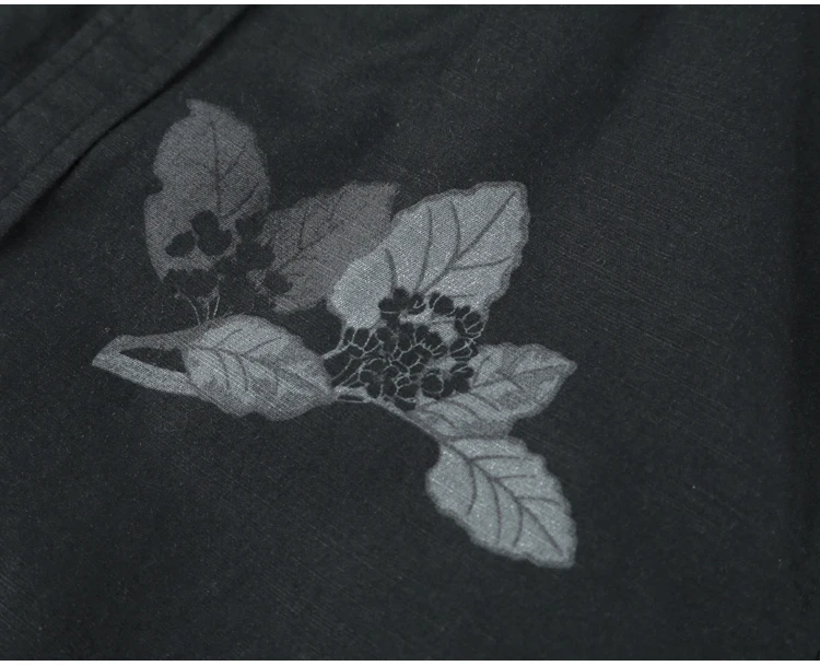 Для мужчин Весна-осень Повседневная рубашка черный с цветочным принтом метросексуал человек рубашка с длинным рукавом Тонкий хлопок Британский стиль рубашка S817