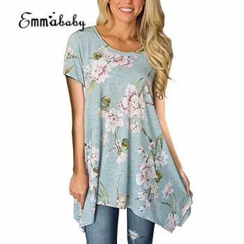 

Womens Boho Beach Summer Tops Short Sleeve Floral Blouse Casual Loose Shirt Tunic kimono harajuku donna Femme blusa feminina