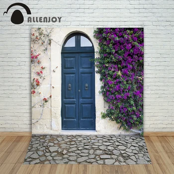 

Allenjoy backdrop beautiful Photocall for weddings village noble door white flower brick wall for photo studio vinyl cloth