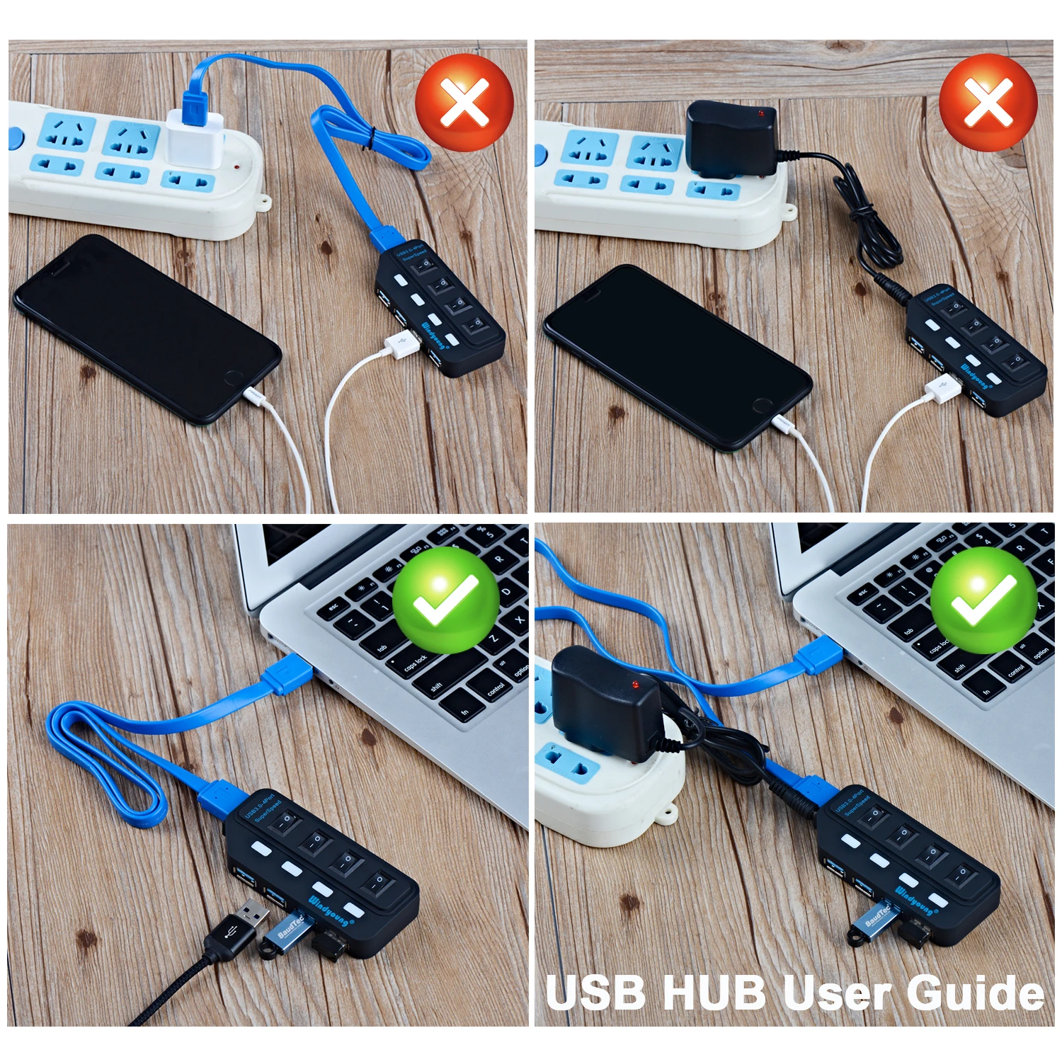 4-Порты и разъёмы USB Hub 3,0 High Скорость 5 Гбит концентратор USB 3,0 с коммутатором светодиодный многопортовый usb-адаптер для портативных ПК США/ЕС Мощность дополнительного адаптера