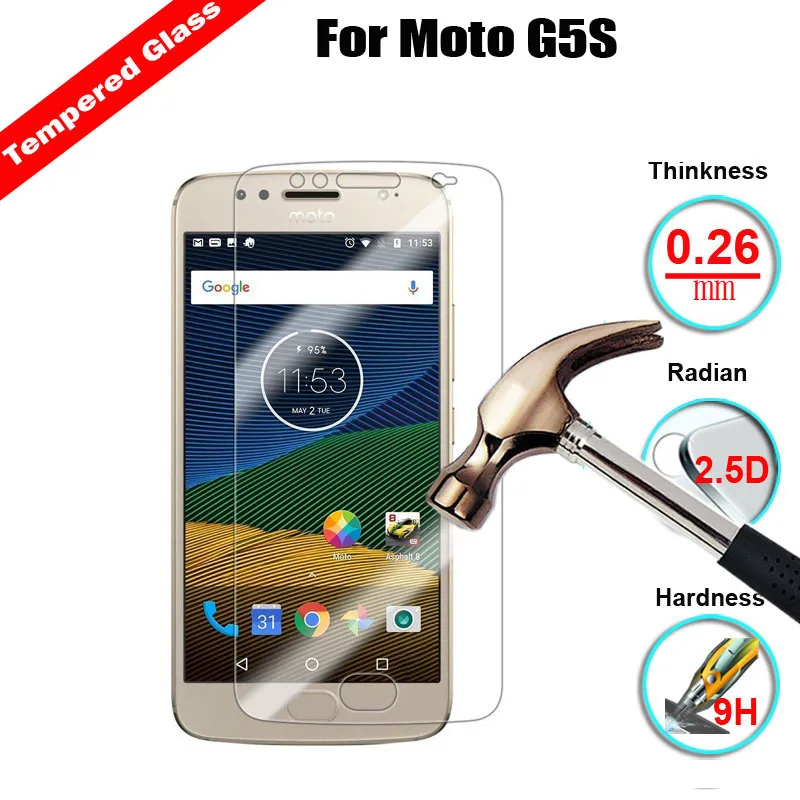 

2.5D 9H Tempered Glass Screen Protector For Moto G5S Anti-Shatter Anti-Explosion Clossy Ultra Thin Tough LCD Guard Film