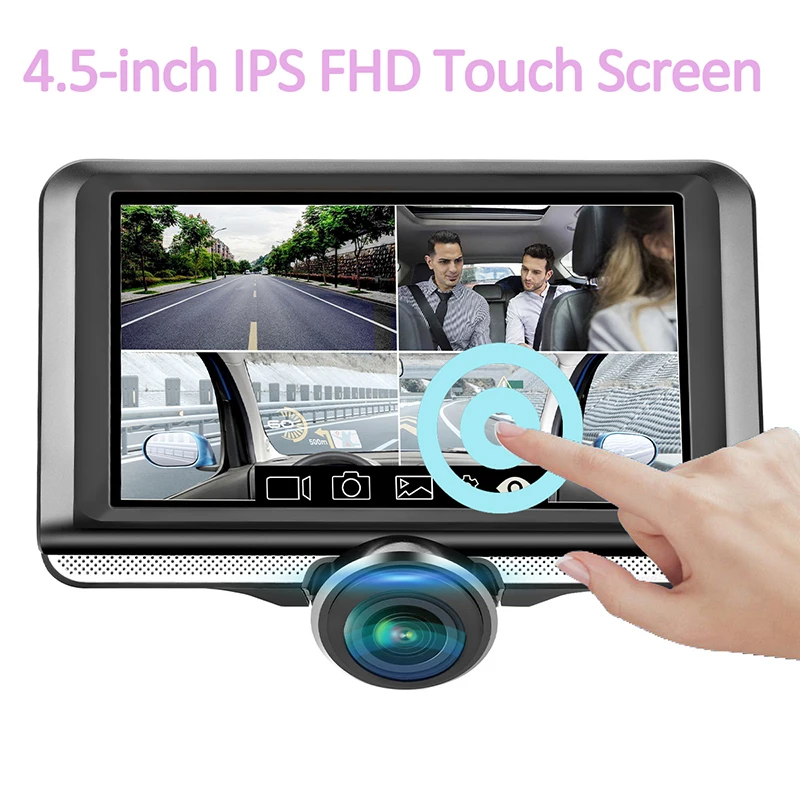 لوو 4.5 'IPS شاشة تعمل باللمس داش كاميرا 360 درجة كامل HD عدسة عين السمكة سيارة كاميرا DVR لوو 4.5 'IPS شاشة تعمل باللمس داش كاميرا 360 درجة كامل HD عدسة عين السمكة سيارة كاميرا DVR
