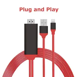 Plug & Play кабель 2 м USB 8-контактный для Lightning IOS 11 HDMI HDTV AV адаптер для iPhone X 8 7 7 плюс 6 плюс зарядный кабель-адаптер