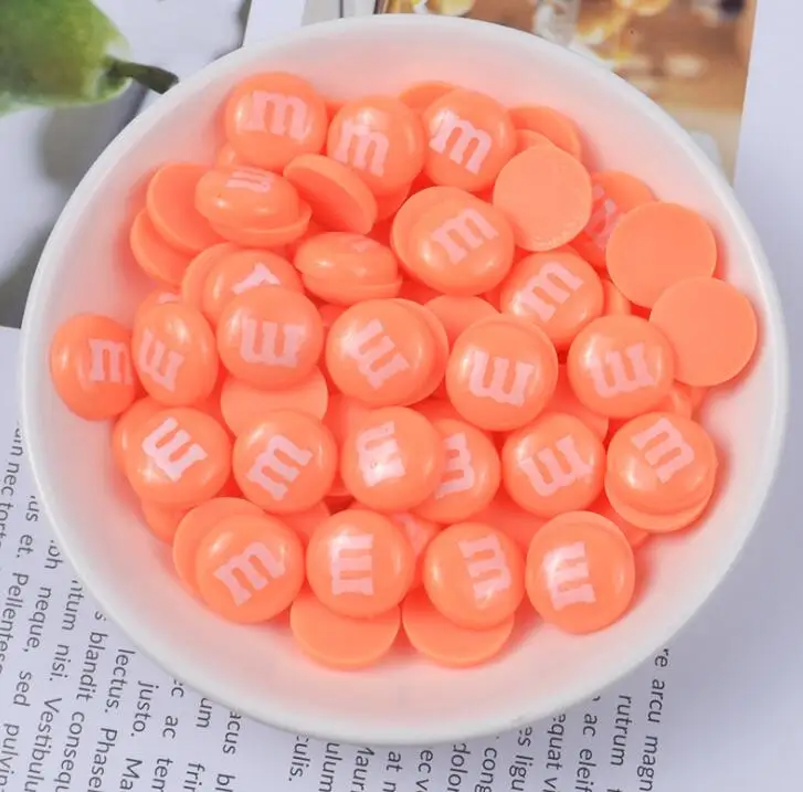 20/100 Kawaii Flatback Resin Cabochons Resin Chocolate Beans M Miniature Chocolate Bean DIY Scrapbook Embellishment Deco Parts 