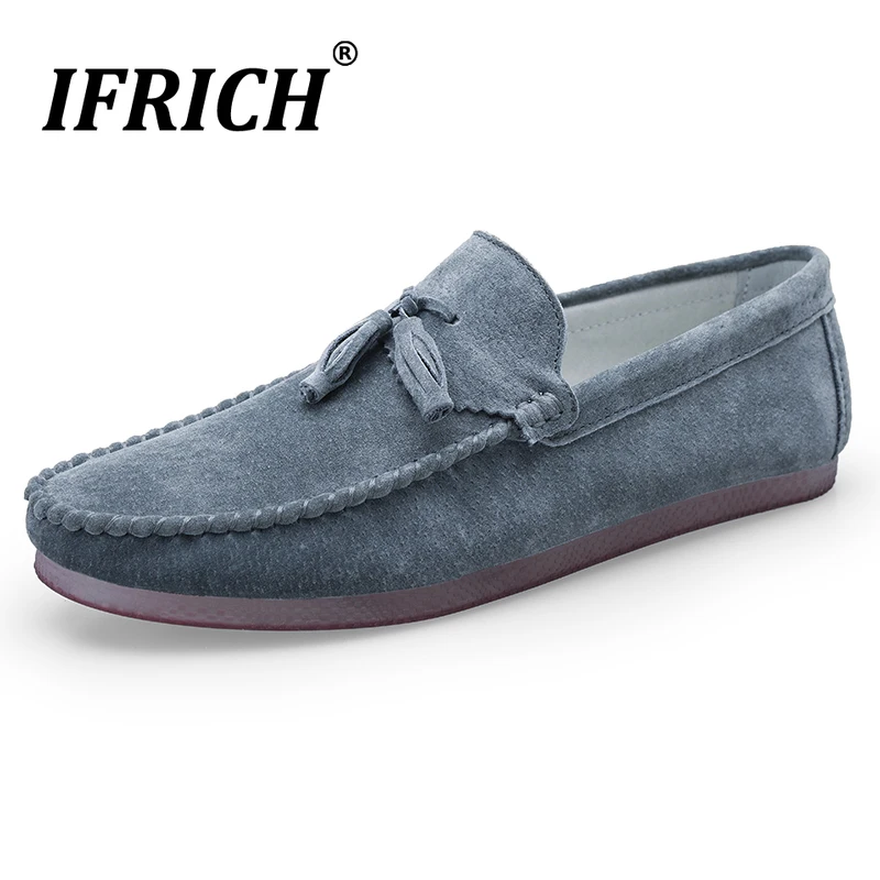 

New Luxury Leather Man Sneakers Slip On Shoes For Men Rubber Anti-Slip Men Loafers Moccasins Black Gray Walking Boat Shoes