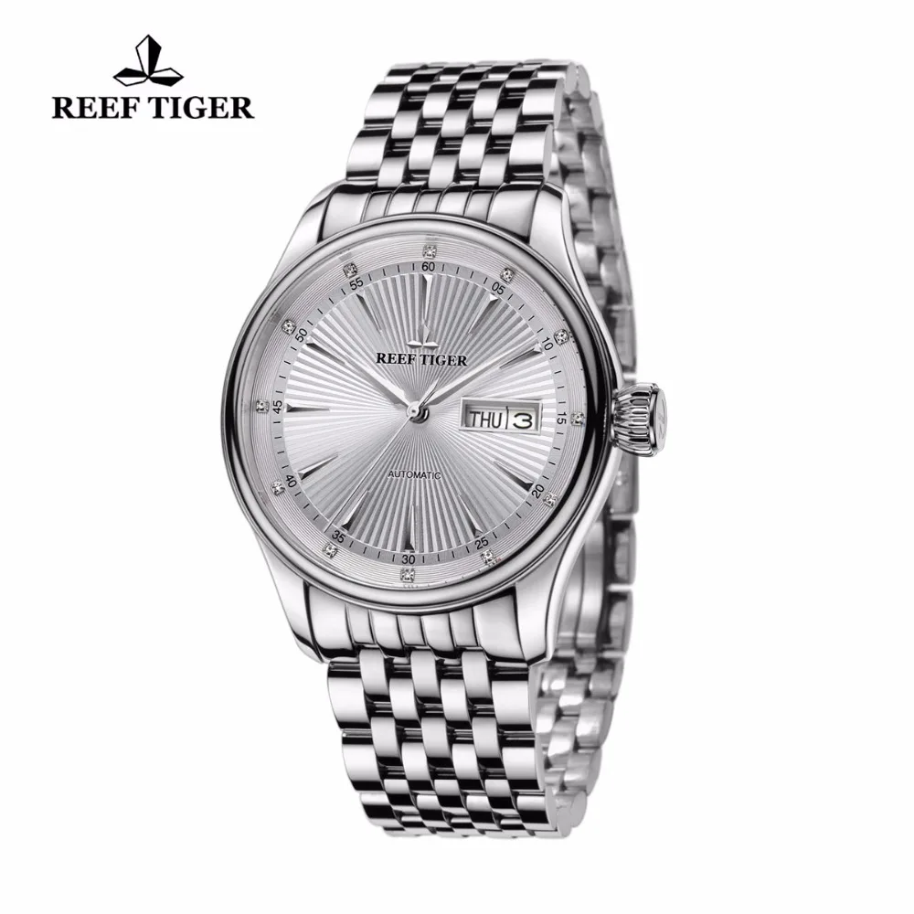  2020 Reef Tiger/RT Luxury Dress Watch for Men Stainless Steel Bracelet Blue Dial Automatic Wrist Wa