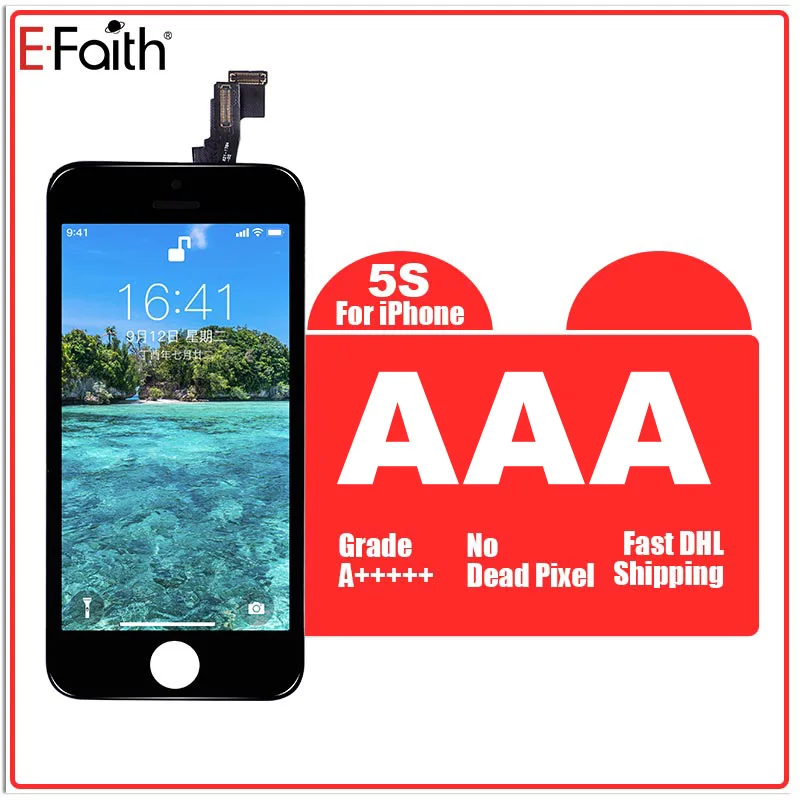 E Faith 100 шт./лот для iPhone 5S ЖК дисплей с сенсорным экраном дигитайзер в сборе черный и