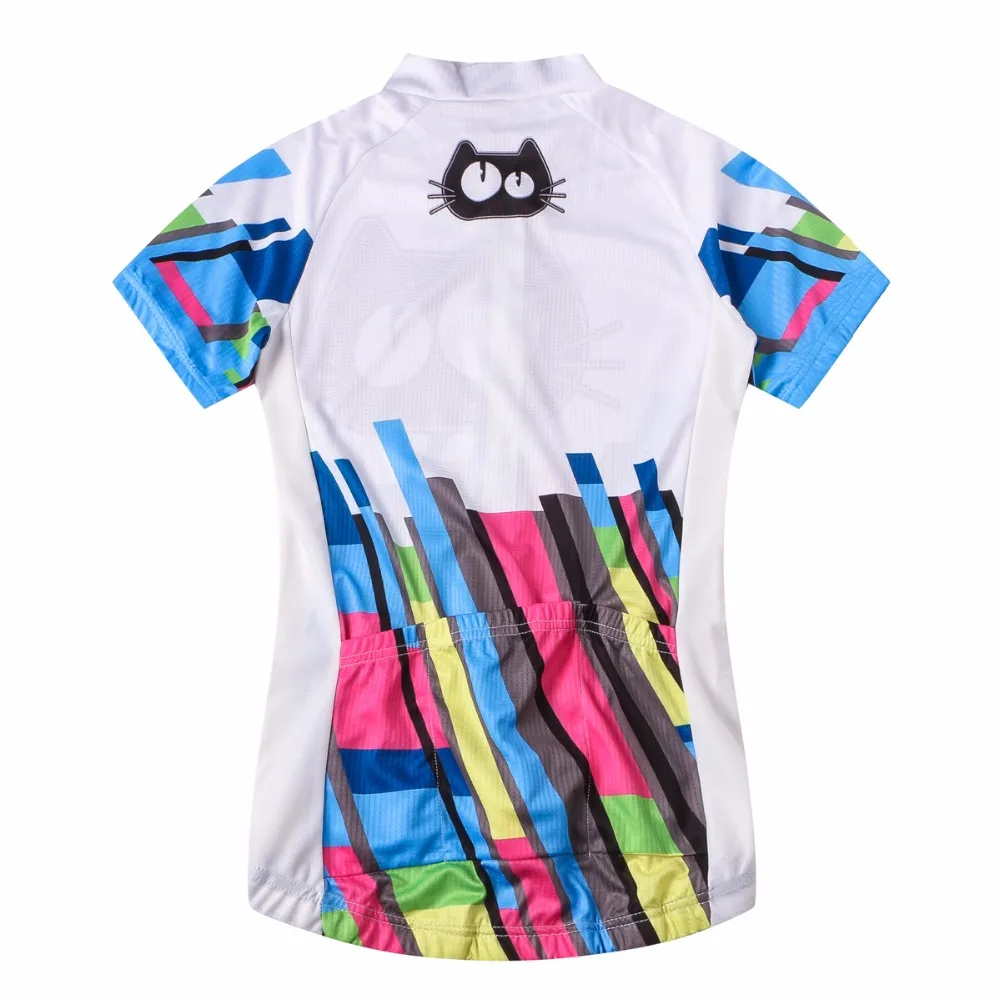 1 piece Cycling Clothing pro Team MTB Bicycle Shirt shorts cap arm warmer Quick Dry Cat White WOMEN Summer Bike Jersey
