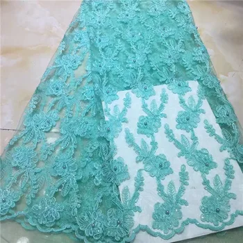 

African Tulle Lace fabric for party dress 2019 New arrival green African net mesh lace fabric with beds for women dress
