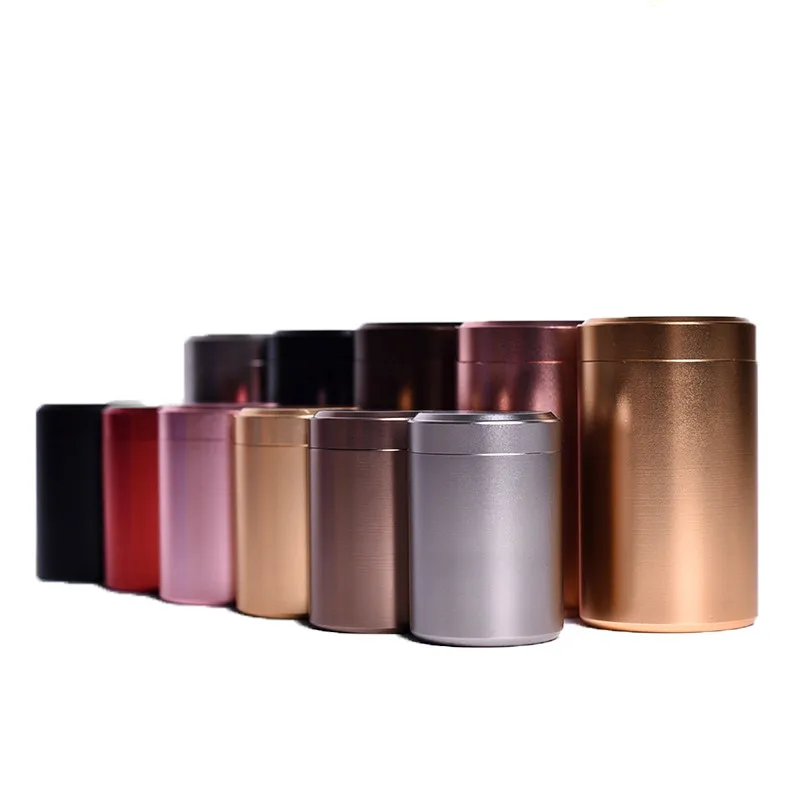 

Portable tin can for tea box metal tea storage box containers titanium jar canister caddy for tieguanyin Chinese green tea