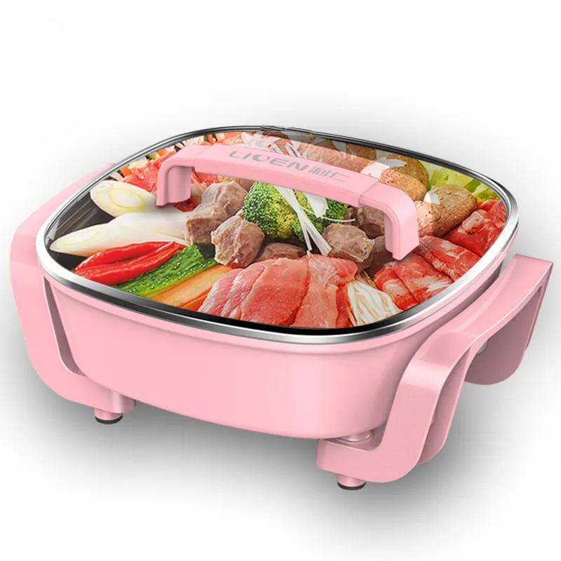 

DHG-T2600F 220V1360w pink Multi-function electric hot pot Fryer thicker Non-stick inner layer 3.7L 341x260x170mm