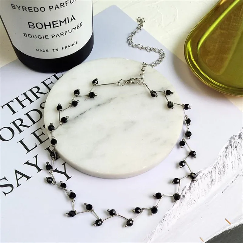 Многослойное белое ожерелье-чокер из натурального жемчуга в стиле барокко для женщин, простой стиль, ручная работа, сделай сам, свадебные украшения, подарок - Окраска металла: black