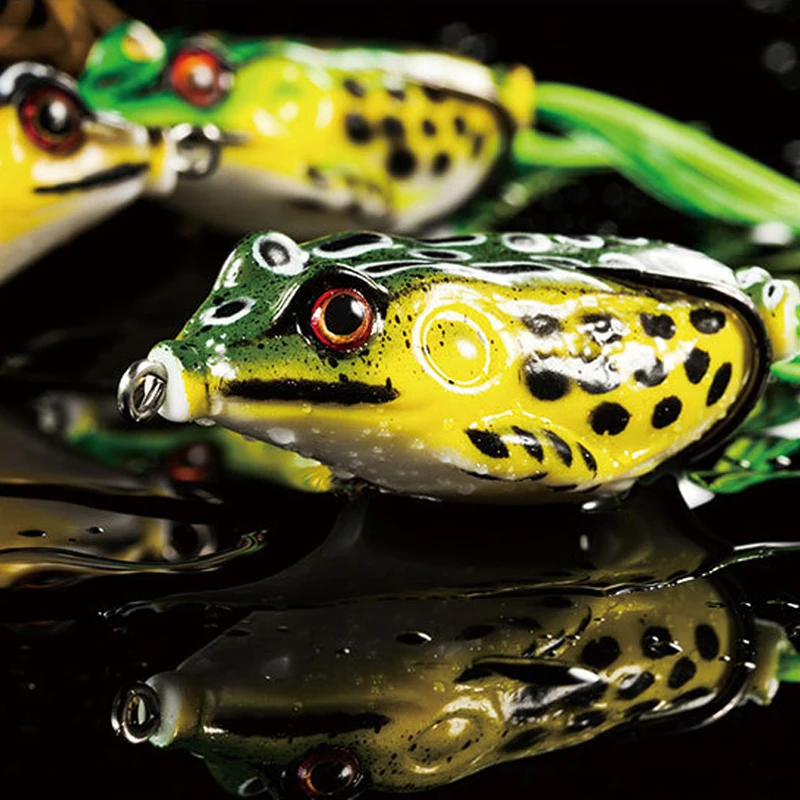

1PCS Soft Fishing Lures Topwater Ray Frog Lure 13G Treble Hooks Wobblers Silicone Crank Artificial Bait Crap Fishing Tackle X334