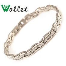 Ювелирные изделия Wollet 5 в 1 Магнитный титановый браслет для женщин Серебряный цвет медный магнит забота о здоровье лечебная энергия Ион германий