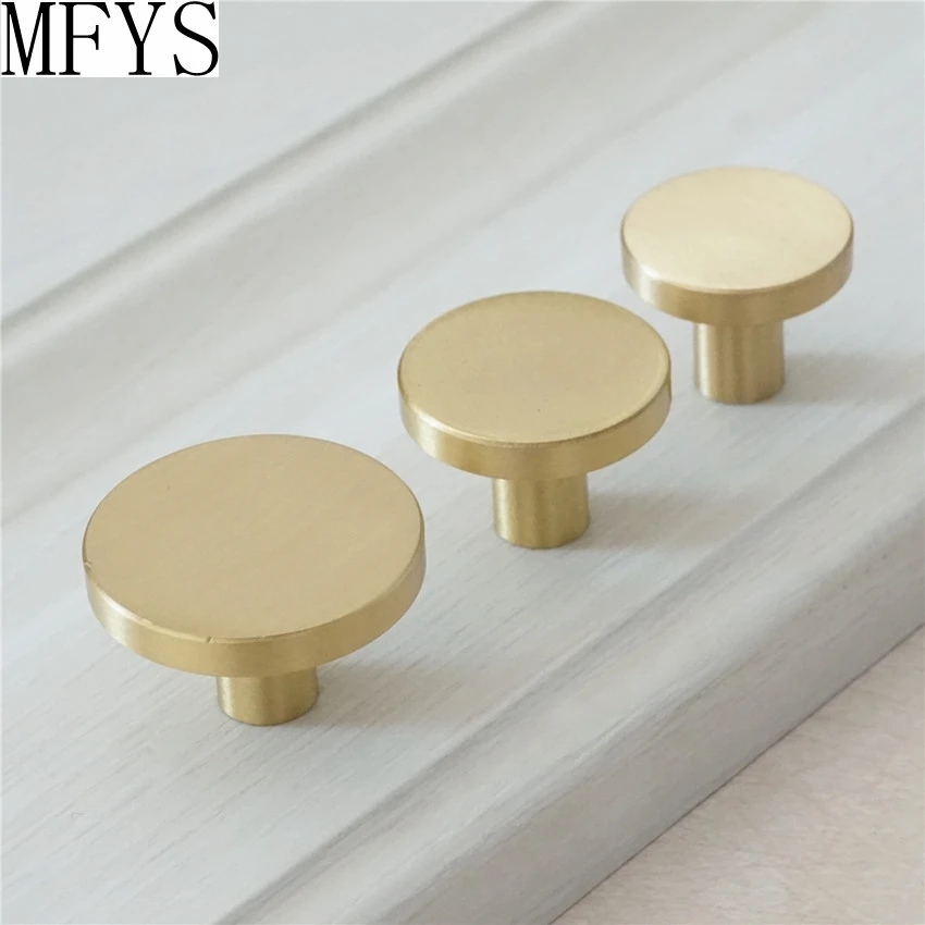 1'' 1.1'' 1.25'' Brass Simple Knob Handle Round Dresser Knobs