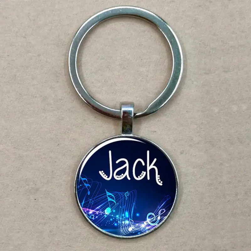 

Personalized Keychain, Gift For Him, Custom Name Keyring, Music Keychain, Music Lovers, Music Notes, Blue Keyfob
