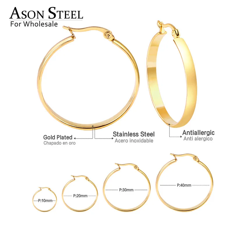 ASONSTEEL, большие серьги-кольца для женщин, Золотой/Серебряный Цветной Круг, круглые серьги, Размер 10 mm-40mm, Женские аксессуары, Brincon, для студентов
