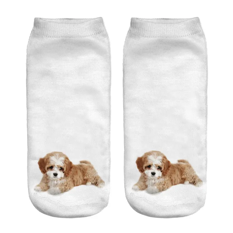 Women Schnauzer Short Socks Young Lady Girls Casual Cute 3D Dog Anklet Print Cotton Socks for Summer (8)
