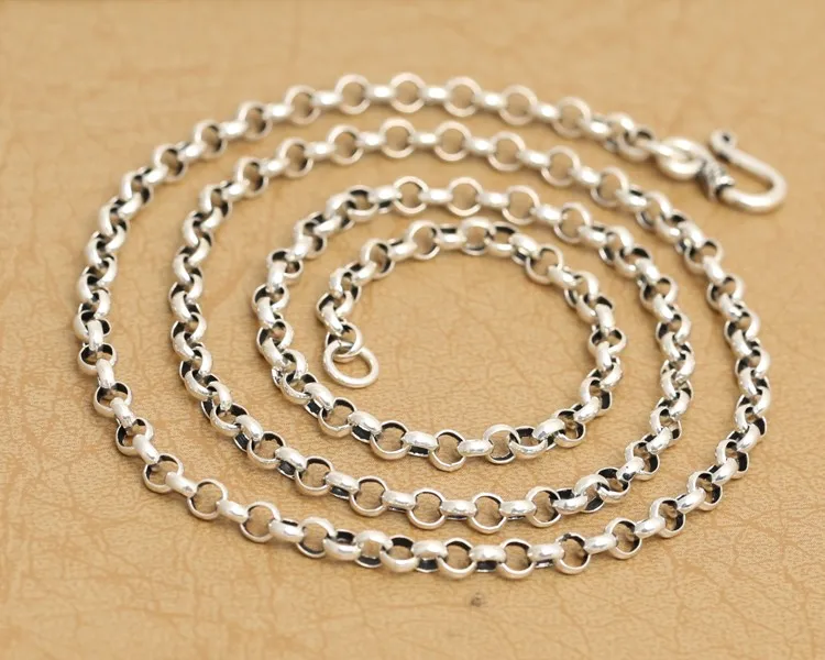Серебряное ожерелье ручной работы из Тайланда 925 пробы, винтажное ожерелье из стерлингового серебра 925 пробы для кулонов, настоящее серебряное ожерелье