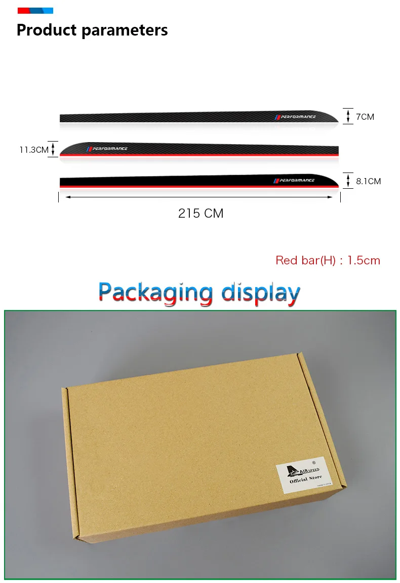 Airspeed 215CM 5D Carbon Fiber Vinyl Decals M Performance Side Skirt Sills Car Stickers For BMW G30 F10 F11 F07 E60 F30 E90 M3  (12)