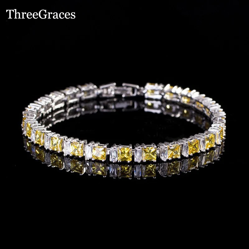 Threegraces ювелирные изделия белого золота Цвет Новая мода желтый и белый кубический