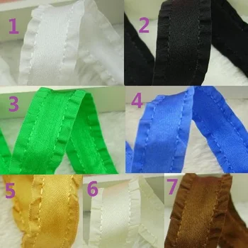 

20mm 7/8'' 7Colors AA131 Falbala Ruffle Flouncing Satin Fold Trim Lace Wedding Gift Packaging Hair Clips Solid Ribbon Laciness