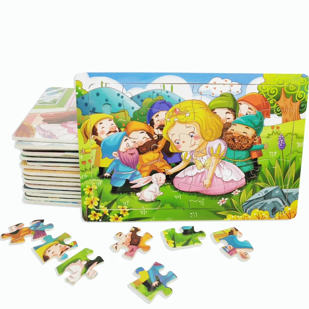 

30 Piece Wooden Puzzle Cartoon Fairy Tale Pattern Children's Puzzle Kids Early Learning Enlightenment Puzzle Toy Christmas Gift