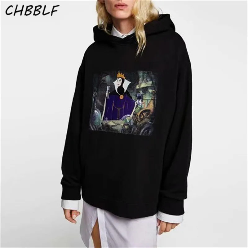 CHBBLF Женские базовые толстовки с капюшоном длинный рукав мультфильм пуловеры