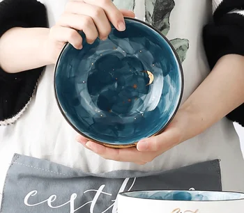 

Creative Handmade Ceramic Salad Breakfast Bowl Tableware Kitchen Large-scale Instant Noodles Soup Bowl Restaurant Home LF361