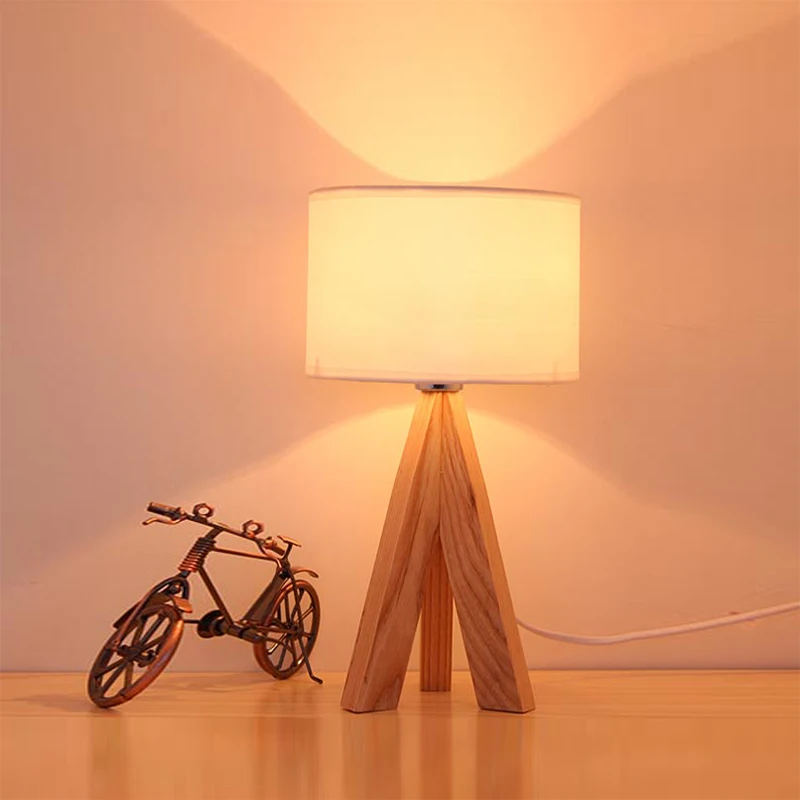 

modern contracted creative fashion wooden bedroom desk lamp sweet bedside lamp solid wood lamp Log decoration lamp
