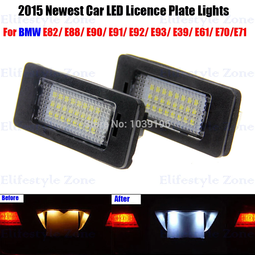 2 x LED Number License Plate Lamps OBC Error Free 24 LED For BMW E39