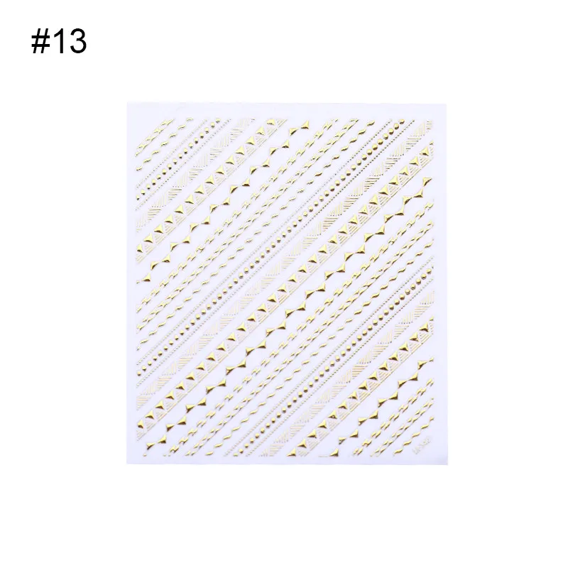 Золотые 3D наклейки для ногтей, полосы, геометрическое сердце, самоклеющиеся наклейки для нейл-арта, переводные наклейки, украшение для маникюра - Цвет: Pattern 22