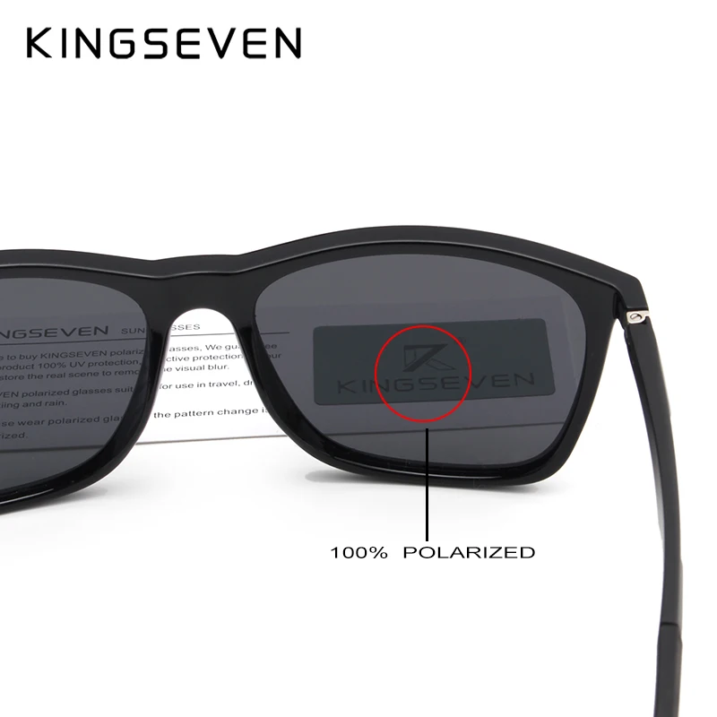 Мужские солнцезащ. Очки в алюминиевой оправе KINGSEVEN черно серые солнцезащитные