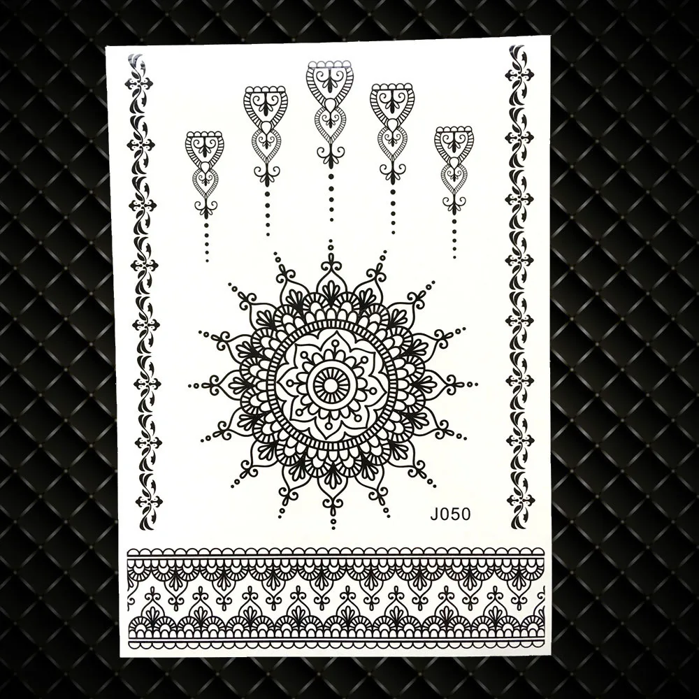 25 стилей, индийская черная хна, Временные татуировки, наклейки для женщин, водонепроницаемые, поддельные, флэш, боди арт, тату, мандала, роза, цветок - Цвет: GBJ050