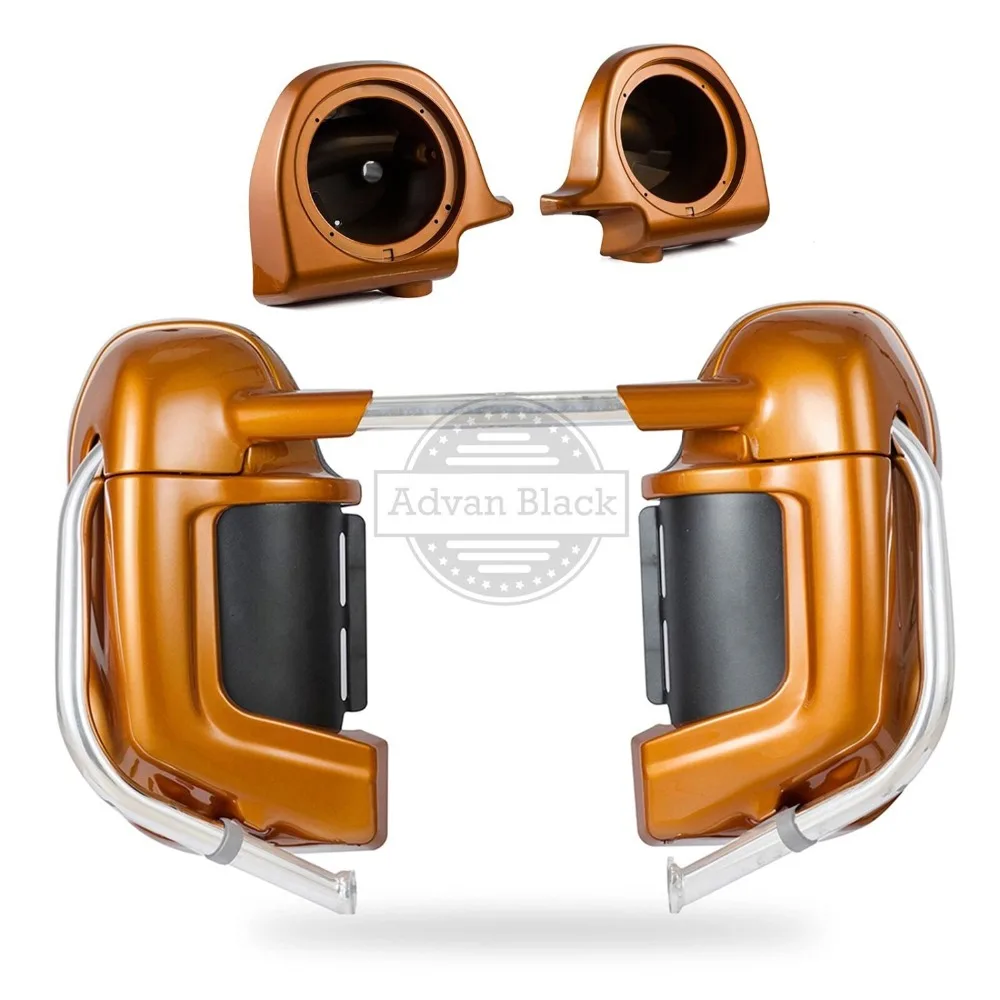 AdvanBlack Amber Whisky Lower Vented Fairings Speaker Pod For Harley