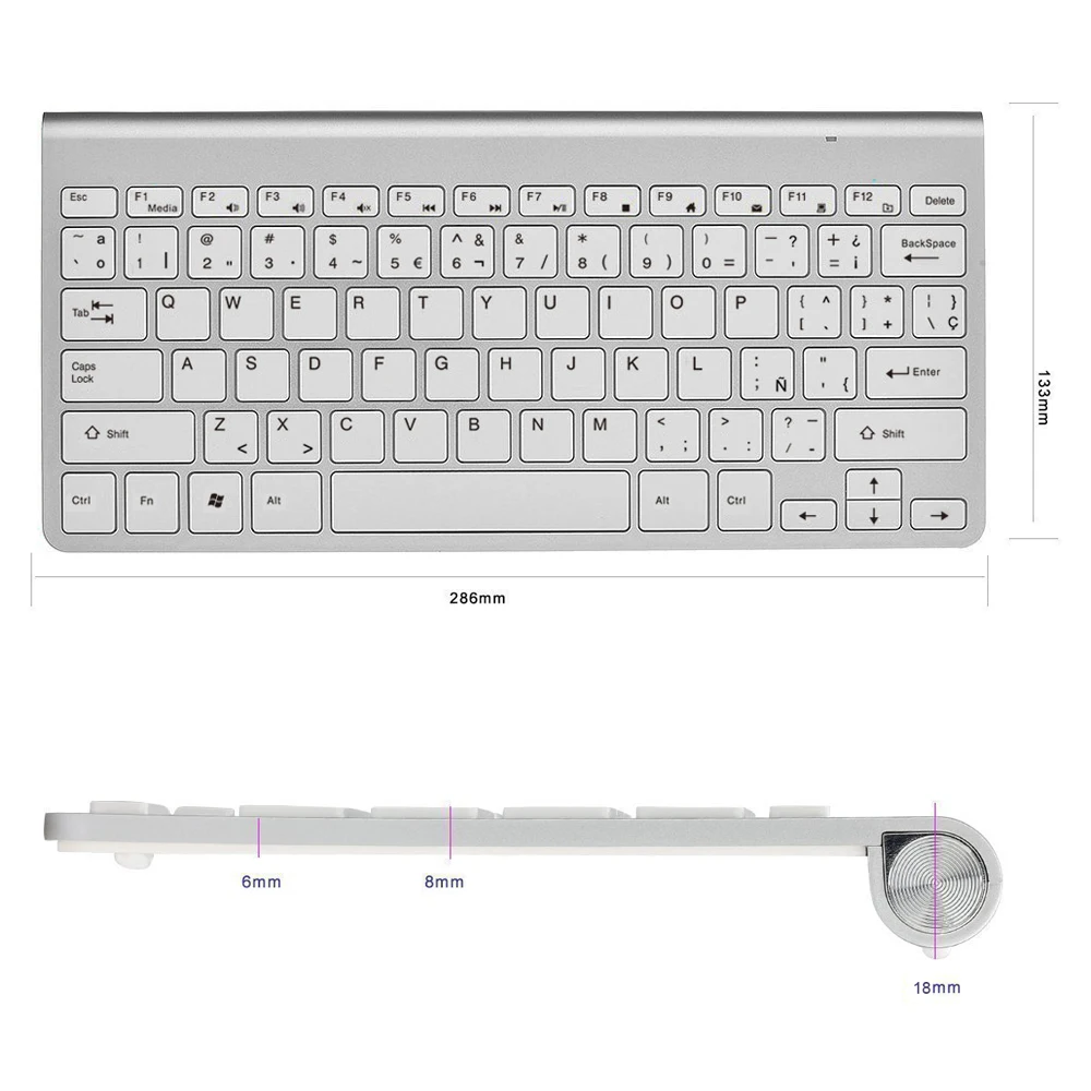 Испанская клавиатура ультра-тонкая беспроводная клавиатура высокого качества Teclado Mute Keycap 2,4G Клавиатура для Mac Win XP 7 10 tv Box