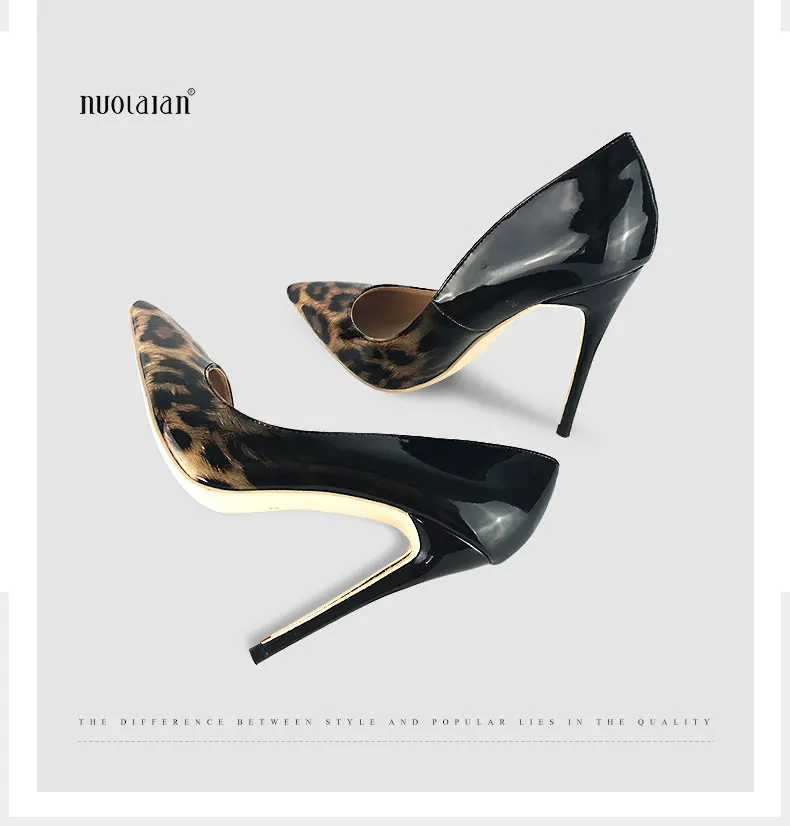 Брендовые женские туфли-лодочки пикантные леопардовые туфли женские туфли на высоком каблуке 12 см свадебные туфли на высоком каблуке Размеры 4-11