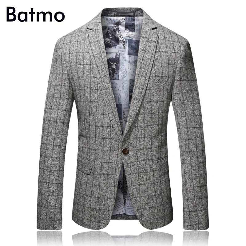 2017 new arrival spring high quality fashion gray casual plaid blazer