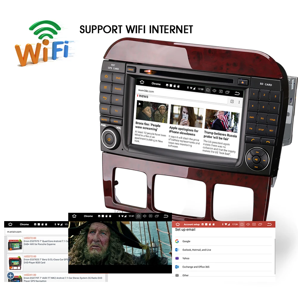 7 &quotAndroid 8 0 Авторадио WiFi 3G Автомобильный dvd плеер для Mercedes S/CL W220 W215 S500 CL600