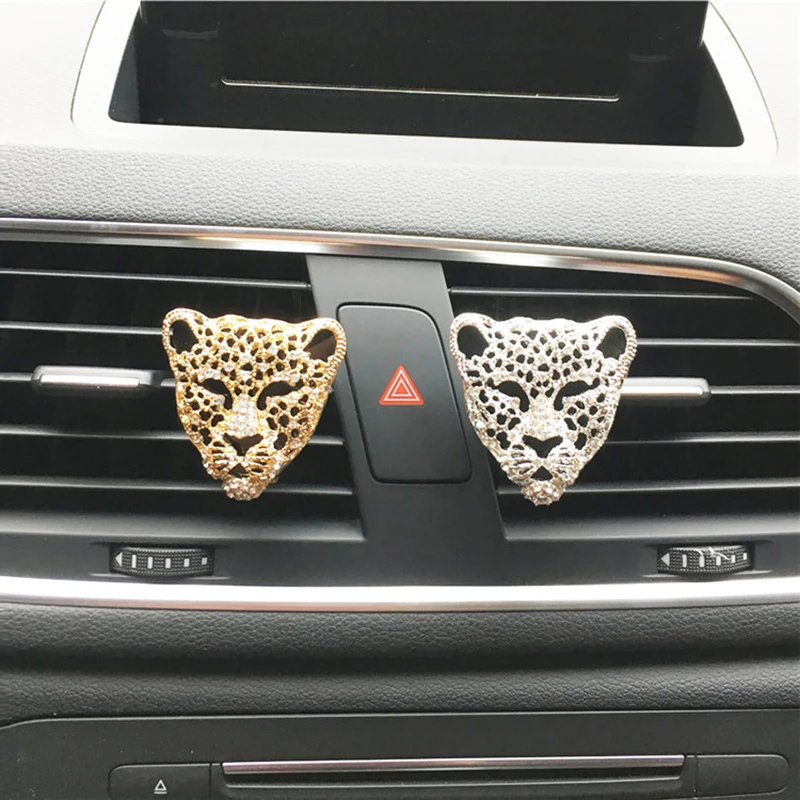 

Unique Exquisite Metal Leopard Head Car Perfume Clip Lady Car Styling Air Conditioning Decoration Air Freshener Perfume Ornament