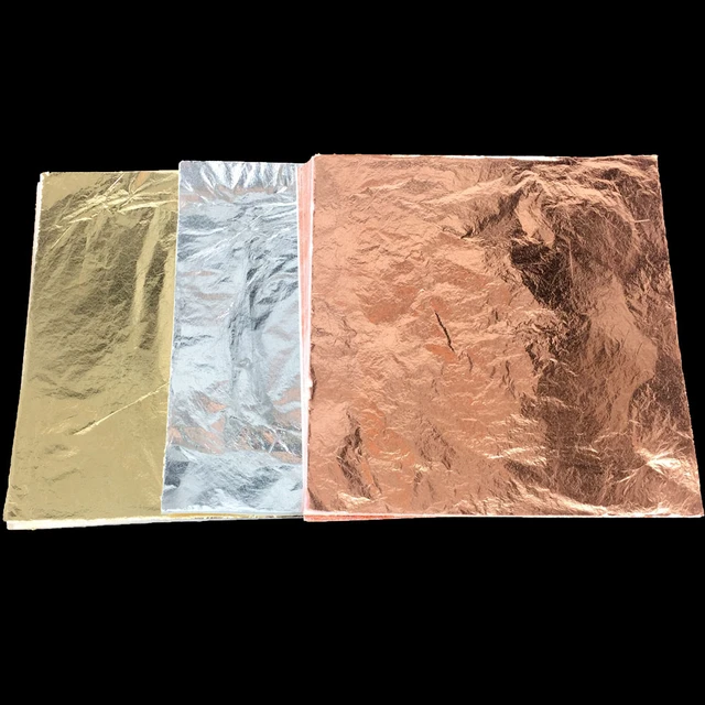 16cm/14cm 100pcs/Pack Imitation Gold Leaf Paper Gold Foil Sheets Gilding  Copper Foil for Arts Crafts Painting Silver Foil - AliExpress
