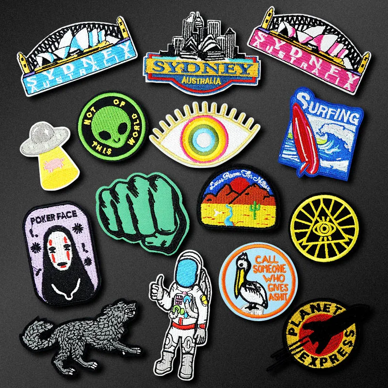 

Rocket Fist UFO Iron On Patch Clothing Embroidered Sewing Applique Sew On Fabric Badge Apparel Accessories Patches