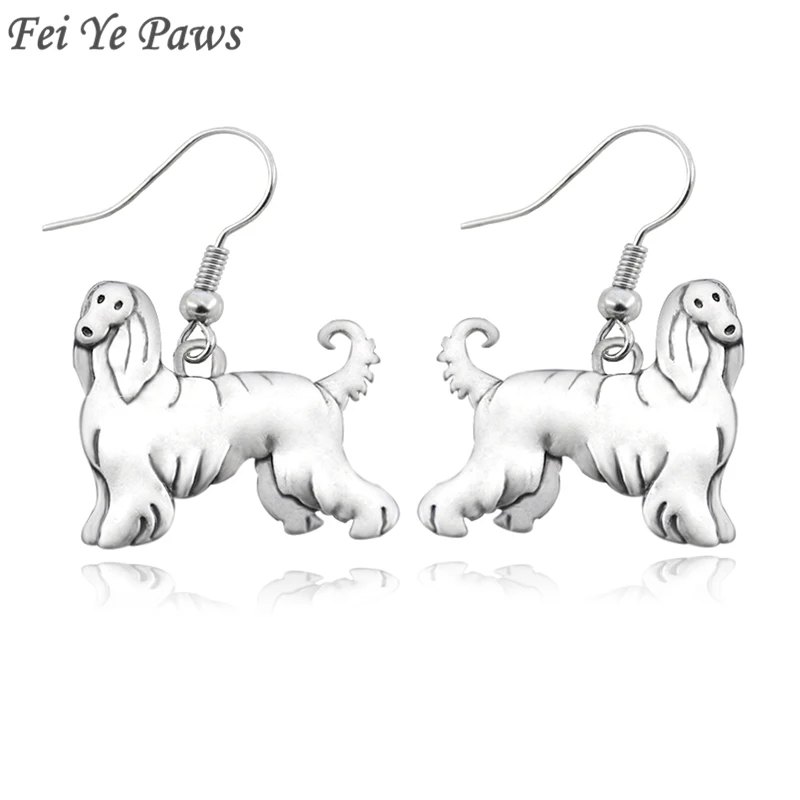 

Vintage Silver Color Afghan Hound Drop Earrings Brincos Bijoux Femme Long Earrings For Women Earings fashion Jewelry oorbellen