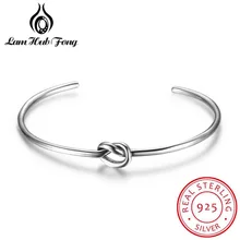 Подлинное серебро 925, Женский Браслет-манжета с узлом, женские минималистичные браслеты и браслеты, свадебные ювелирные изделия(Lam Hub Fong