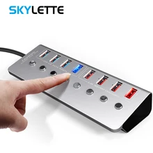 Алюминий сплав 8-Порты и разъёмы USB3.0 сплиттер 4 Порты и разъёмы для ноутбука на usb-хаб 4 Порты и разъёмы Быстрая зарядка внешний адаптер 12 В 4A Питание