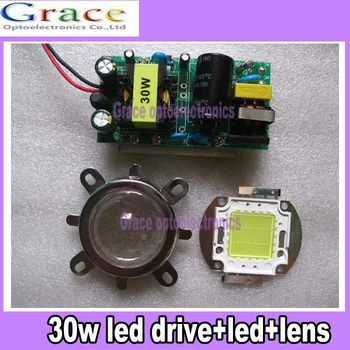 

30W High Power LED + LED Driver + 44mm Lens + Reflector Bracket For DIY led kit