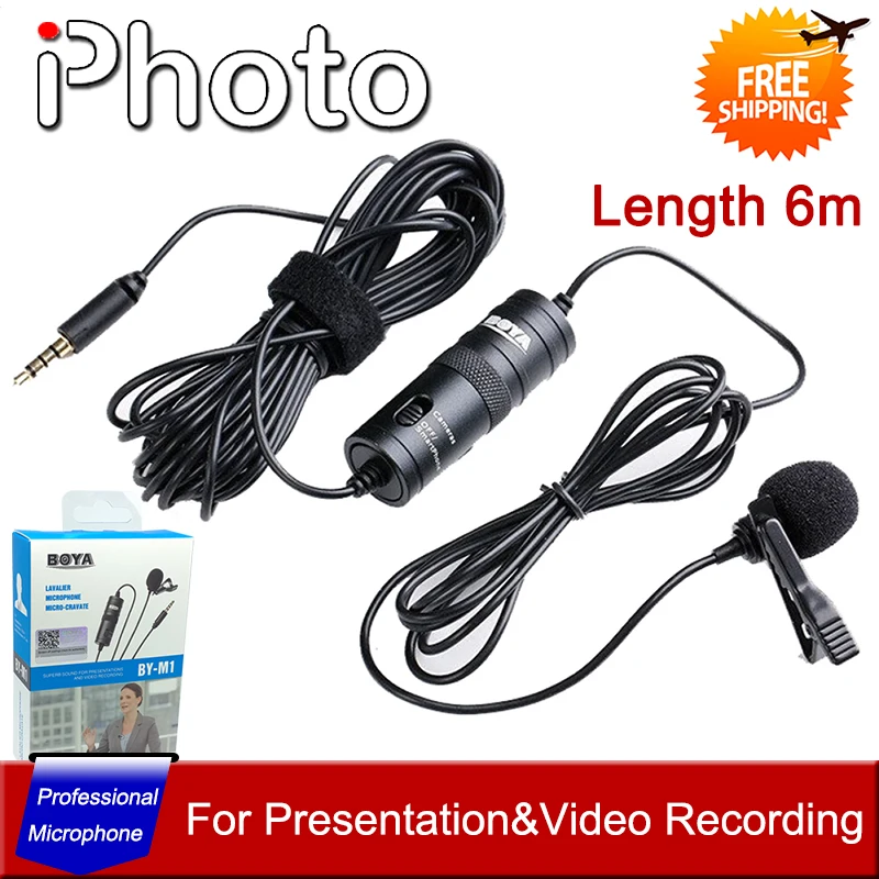 

BOYA BY-M1 Omnidirectional Clip-on Lavalier Lapel Condenser Microphone for Smartphones DSLR Camcorders Audio recorders PC Video